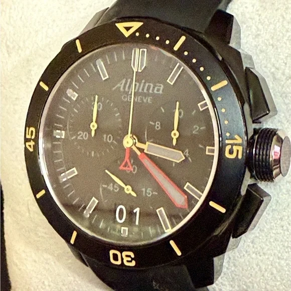 Alpina Seastrong Diver Chronograph Date Sports Mens Watch - Picture 4 of 8